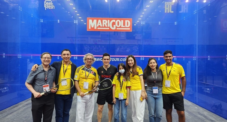 La Embajada de Colombia en Singapur y su sección consular acompañaron al jugador de squash, Miguel Ángel Rodríguez, en el Marigold PSA Tour de Singapur